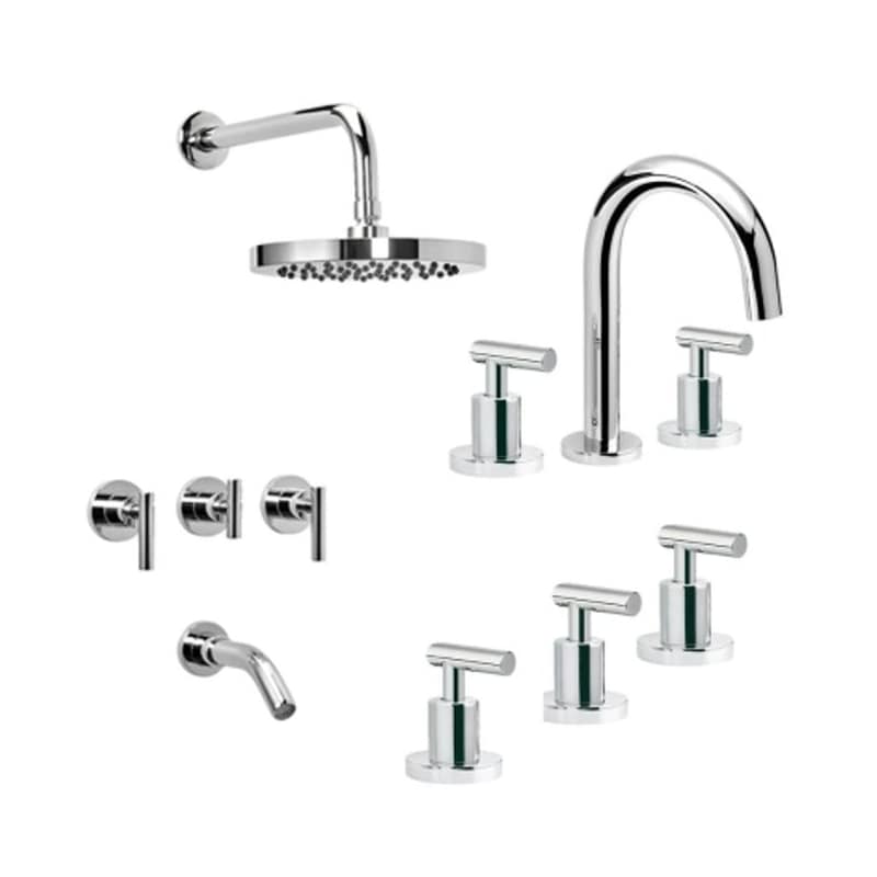 Grifería Kit Lavatorio, Bidet y Ducha Adra Plus Cromo Peirano 90-166