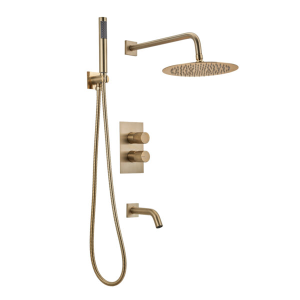 Grifería Ducha Embutir 3 Funciones Fabric Gold Peirano 80-200G