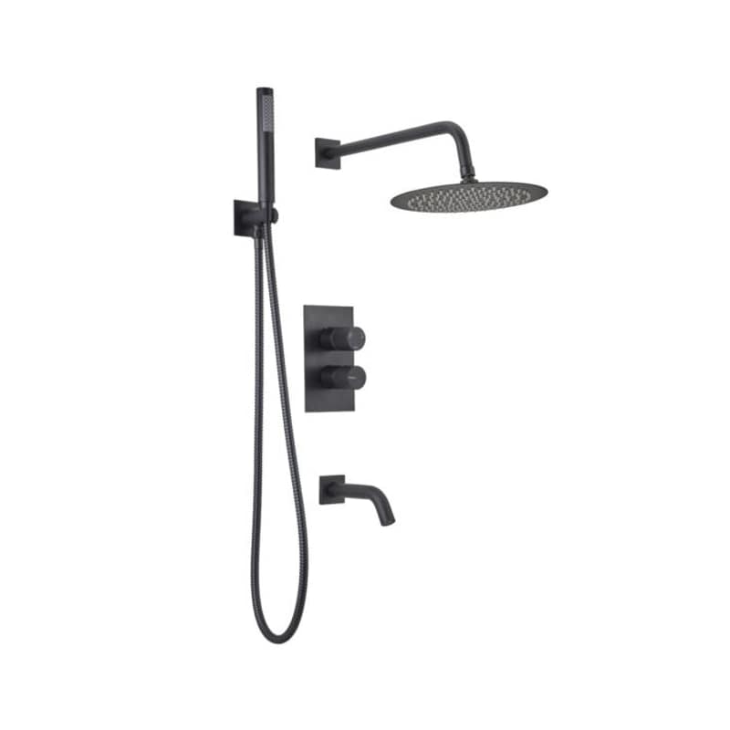 Grifería Ducha Embutir 3 Funciones Fabric Black Peirano 80-200N