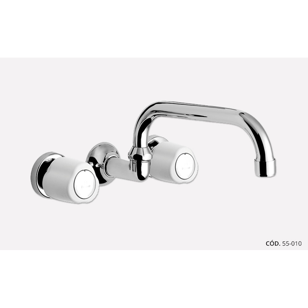 Grifería Cocina Pared Embutir Pico Alto Lorca Cromo Peirano 55-010