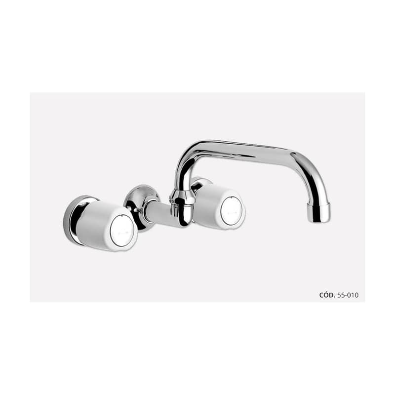 Grifería Cocina Pared Embutir Pico Alto Lorca Cromo Peirano 55-010