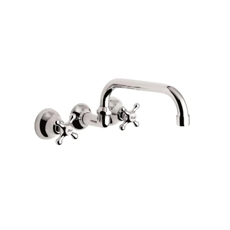 Grifería Cocina Pared Embutir Pico Alto Y Cromo Peirano 55-001N
