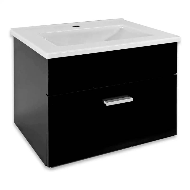 Vanitory Melanina Negro 50X38 Con Bacha Acrilico 1 Agujero