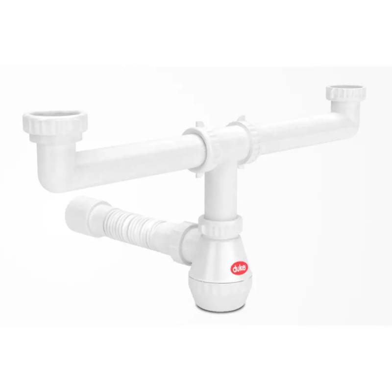 Sifon Plastico Doble Blanco. Duke