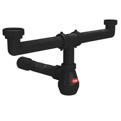 Sifon Plastico Doble Negro Duke