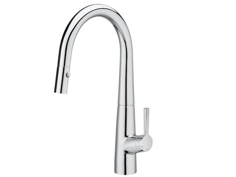 Syra Monocomando Cocina Pico Curvo Roca