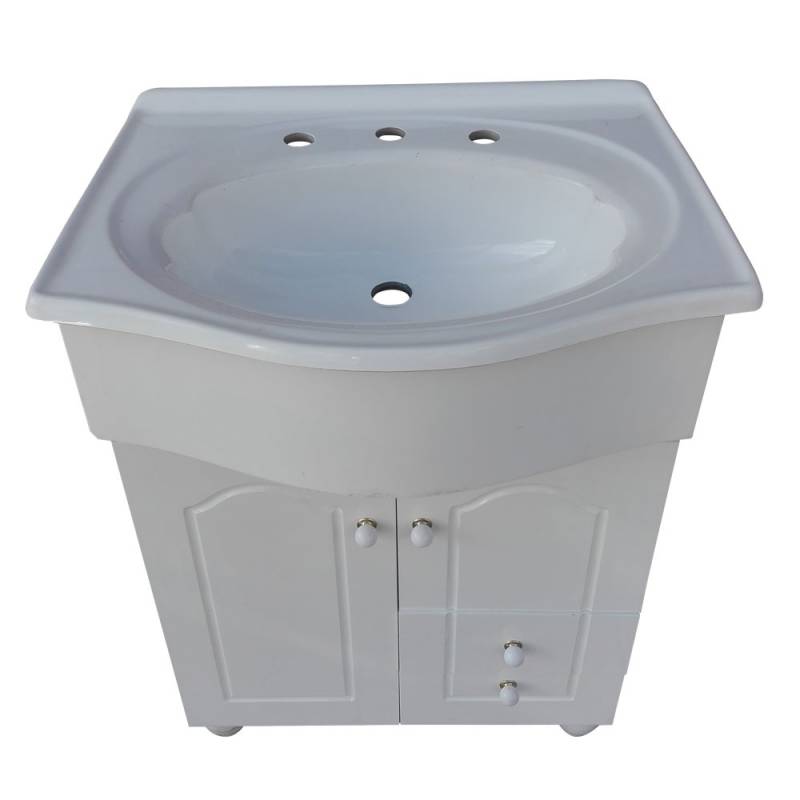 Vanitory Con Mesada 3 Agujeros Blanco Con Cajon 50 Cm